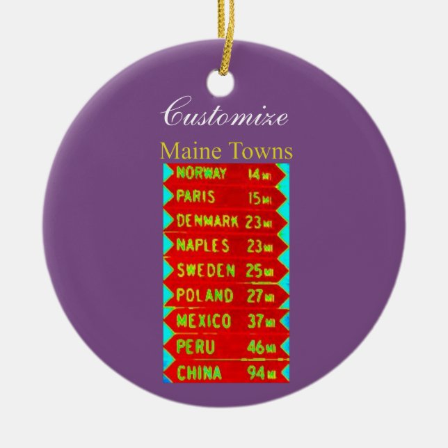Maine Towns Sign Thunder_Cove Ceramic Ornament (Front)