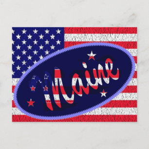 Maine US flag postcard