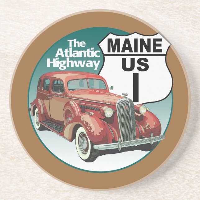 Maine US Route 1 - The Atlantic Highway Coaster (Front)