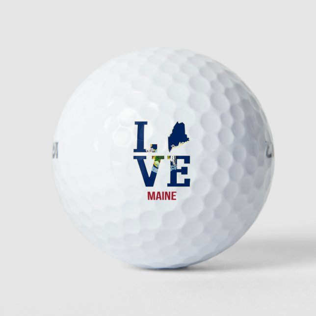 Maine US State Love Golf Balls (Front)