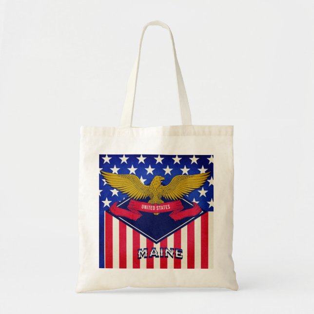 Maine USA Flag Tote Bag (Front)