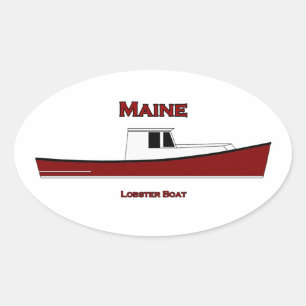 Maine USA Lobster Boat Logo Oval Sticker