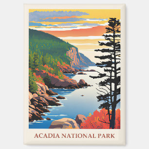 Maine Vintage Acadia National Park Travel Magnet