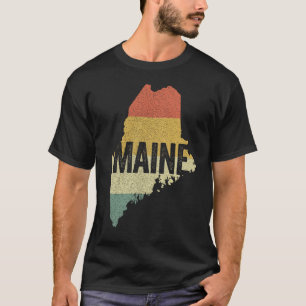 Maine Vintage Retro Sunset State Map T-Shirt