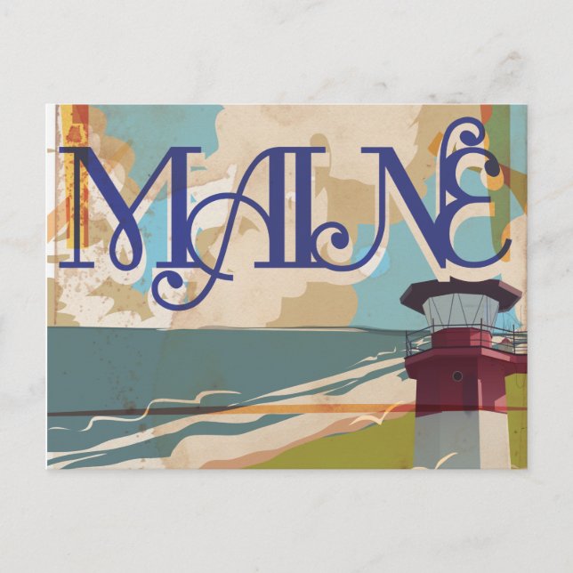 Maine Vintage Travel Poster Postcard (Front)