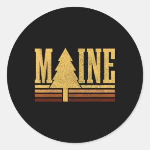 Maine Vintage Tree State Pride Camping Hiking Main Classic Round Sticker