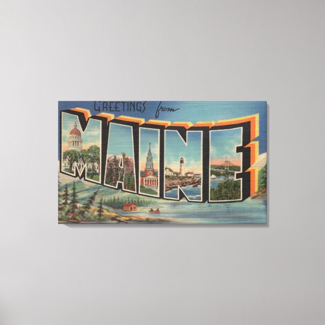 Maine (Winter)Large Letter Scenes Canvas Print (Front)