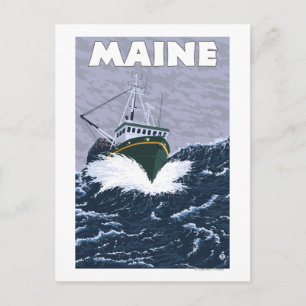 MaineCrab Fishing Boat Scene Postcard