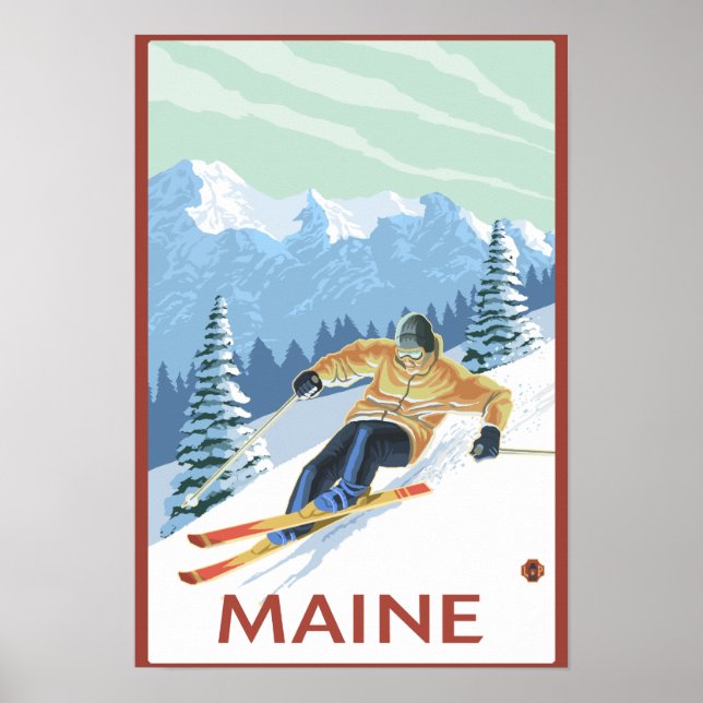 MaineDownhill Skier Scene Poster (Front)