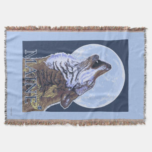 MaineHowling Wolf Throw Blanket