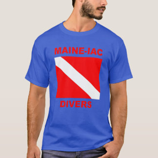 Maineiac Divers Dive Drapeau Logo T-shirt noir