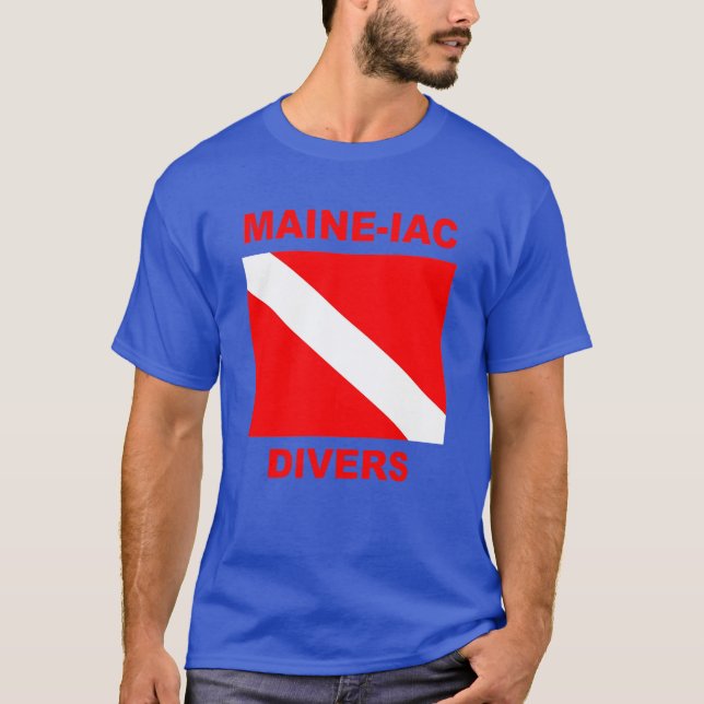 Maineiac Divers Dive Flag Logo Dark T-shirt  (Front)