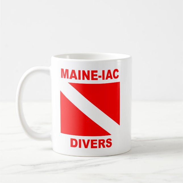 Maineiac Divers Dive Flag Logo Mug (Left)