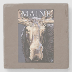 MaineMoose Up Close Stone Coaster