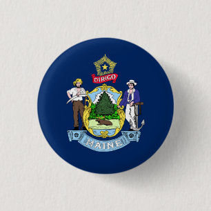 Mainer Flag, Flag of Maine 1 Inch Round Button