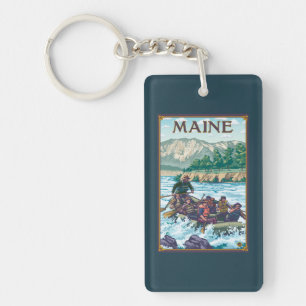 MaineRiver Rafting Scene Keychain