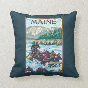 MaineRiver Rafting Scene Throw Pillow