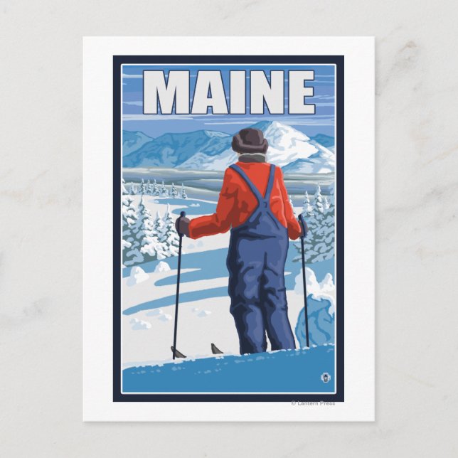 MaineSkier Admiring View Postcard (Front)