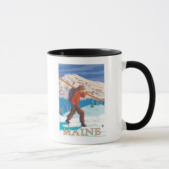MaineSkier Carrying Skis Mug (Right)