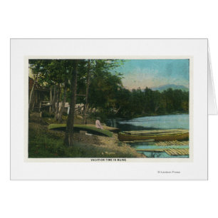 MaineView of a Woman on a Canoe by the Shore