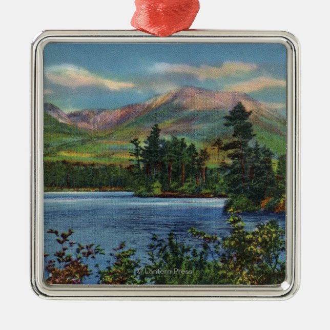 MaineView of Mount Katahdin and Daicey Pond Metal Ornament (Front)