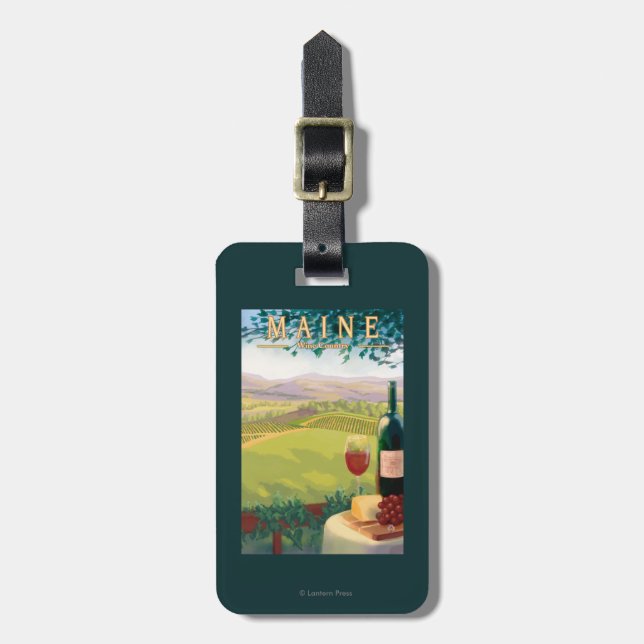 MaineWine Country Scene Luggage Tag (Front Vertical)