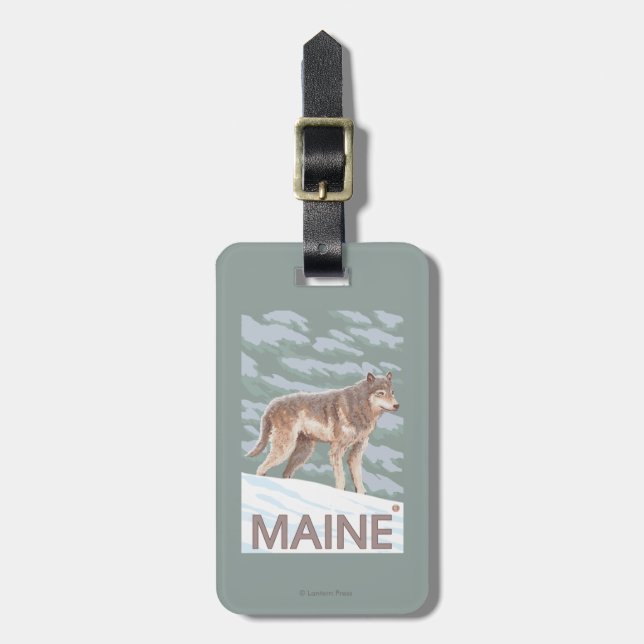 MaineWolf Scene Luggage Tag (Front Vertical)