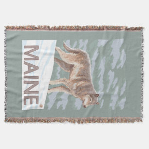 MaineWolf Scene Throw Blanket