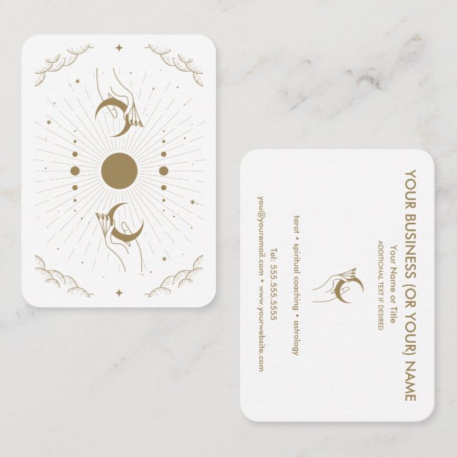 Mains avec Moons Tarot Carte de visite psychique (Devant / Derrière)