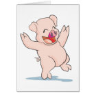 Mains de bras heureuses mignonnes de porc ondulant