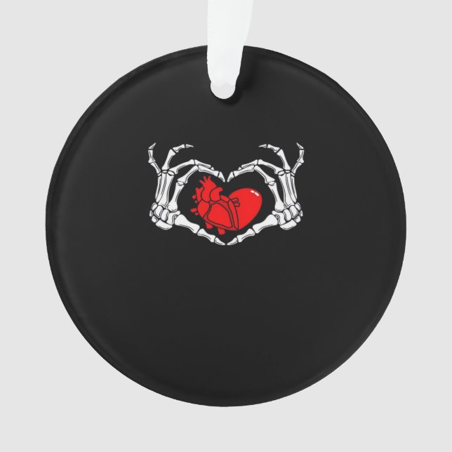 Mains De Squelette Effrayant Et Coeur Rouge Déplai (devant)