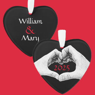 Mains en forme de coeur Noir Blanc et Rouge
