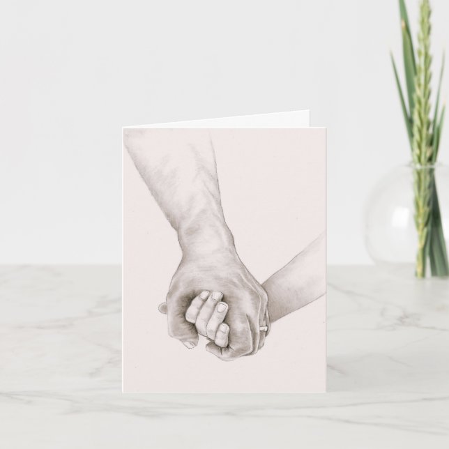 Mains serrées dans l'amour avec la carte de messag (Devant)