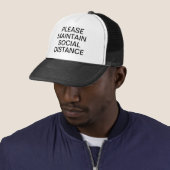 Maintain Social Distance Custom Text Baseball Trucker Hat (In Situ)