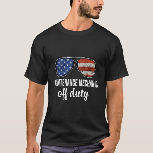 Maintenance Mechanic Off Duty American Flag Sungla T-Shirt (Front)