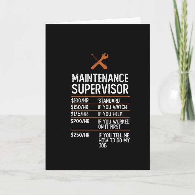 maintenance supervisor funny job Gift Present Idea Card (Front)