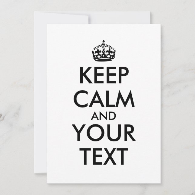 Maintenez le calme et vos invitations des textes (Devant)