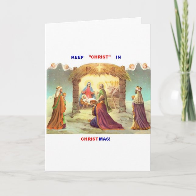 MAINTENEZ LE CHRIST DANS LA CARTE DE NOËL DE NOËL (Devant)