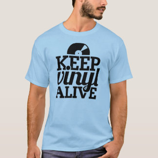 Maintenez le T-shirt vivant de vinyle - bleu-clair