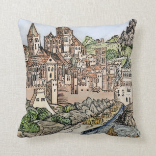 Mainz, Germany, 1493 Throw Pillow