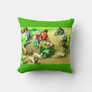 Mainzer cats on motorcycles and bikes throw pillow