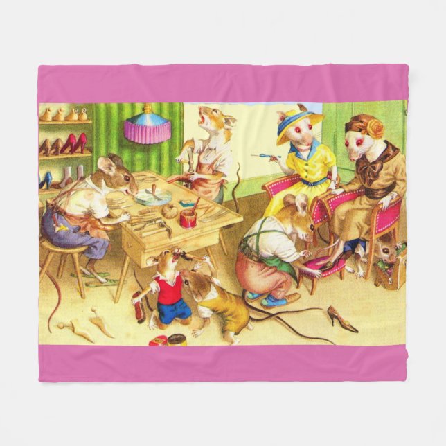 Mainzer mice cobblers and shoe store print fleece blanket (Front (Horizontal))