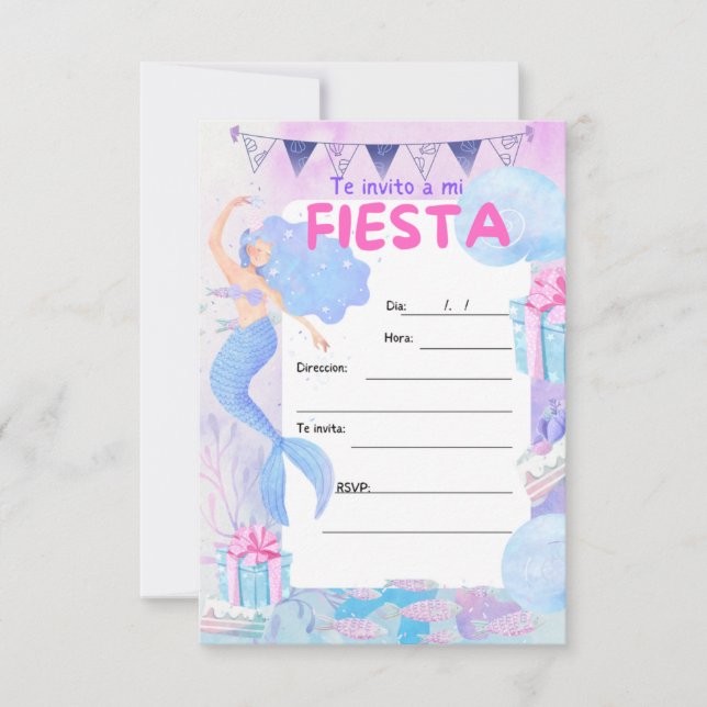 mairmade birthday girl party invitation  (Front)