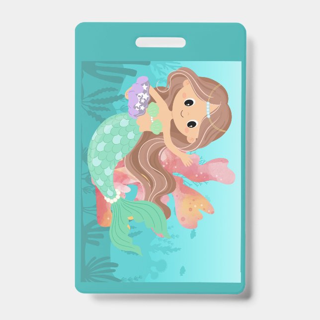 Mairmaid playing in the ocean  badge (Front)