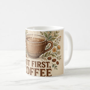 Mais d'abord, design de mug floral vintage pour am