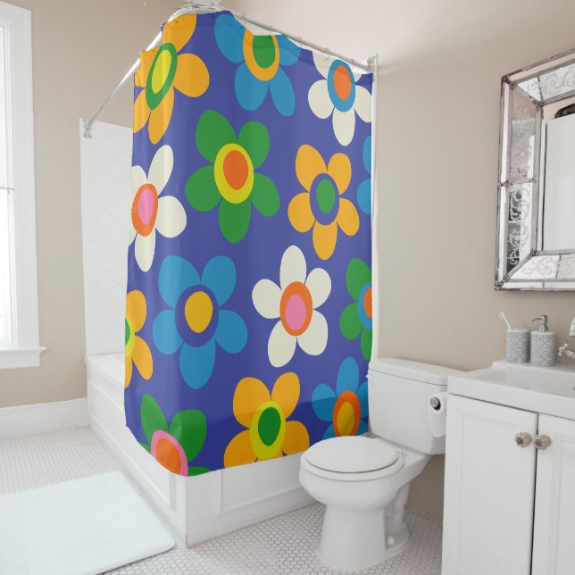 Maisie Flowers Colourful Blue Cute Pattern (In Situ)