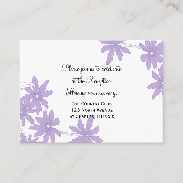 Maisies violettes sur la carte de réception de mar (Devant)