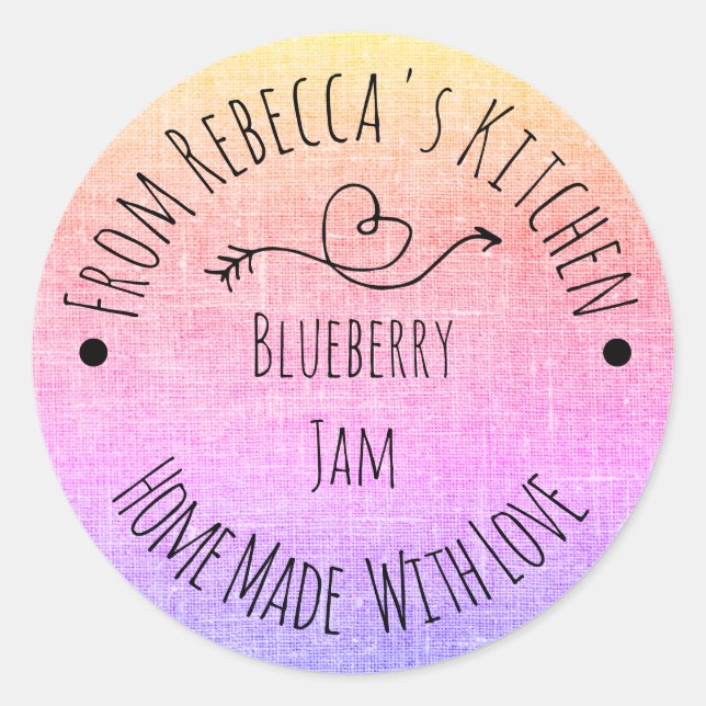 Maison avec Amour Rainbow Burlap Étiquette (Devant)