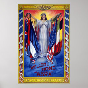 Maison bienvenue notre affiche vintage des garçons