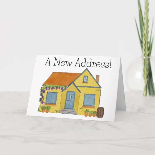 Maison couleur aquarelle Nouvelle carte d'adresse (Devant)